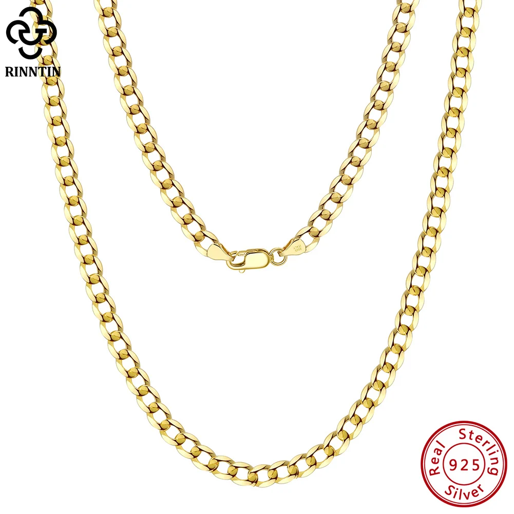 Top Trends: Rinntin 18K Gold Over 925 Sterling Silver 3mm / 5mm Italian Diamond Cut Cuban Link Curb Chain Necklace For Women Men Jewelry SC60 Shoppable Styles