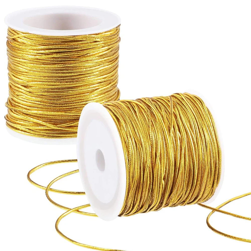 Top Trends: 1roll Gold Silver Color Cord No-Elastic Cords Ribbon 0.2-1mm Thin Tinsel Rope For Jewelry Bracelets Gifts Crafts Wrapping Making Shoppable Styles