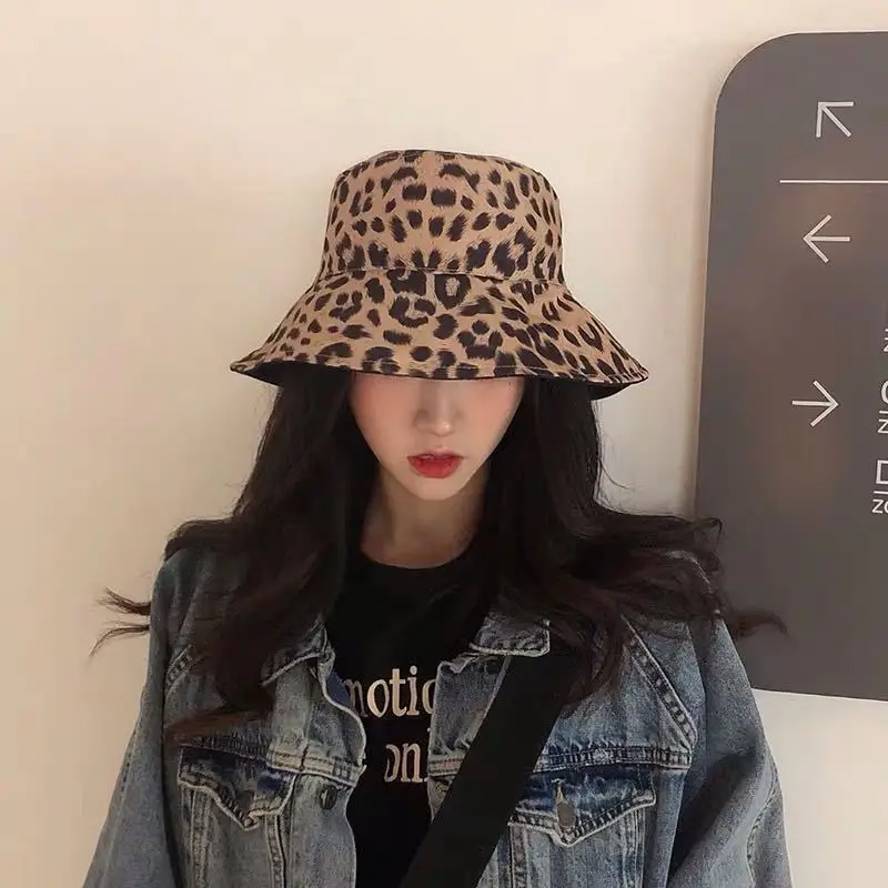 Top Trends: Women's Leopard Reversible Bucket Hat Printed Summer Autumn Panama Hat Hip Hop Caps Outdoor Fishing Lady Sun Fisherman Hat 2022 Shoppable Styles