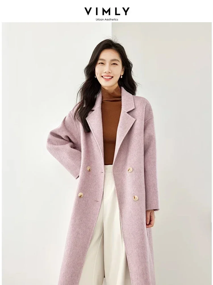 Top Trends: Vimly Double Faced Wool Blend Long Coat Women 2023 Winter Elegant Office Lady Straight Warm Woolen Jacket Female Overcoat 50690 Shoppable Styles - Image 5