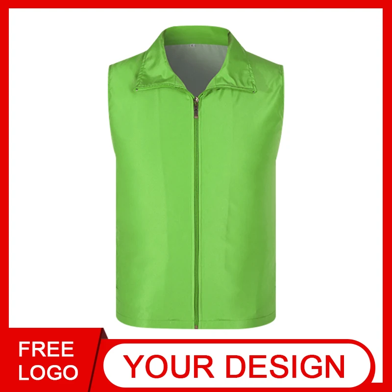 Top Trends: Sleeveless Vest Thin Breathable Universal Men And Women Work Uniform Customization Text / logo Printed Brand Text Zipper Vest Shoppable Styles