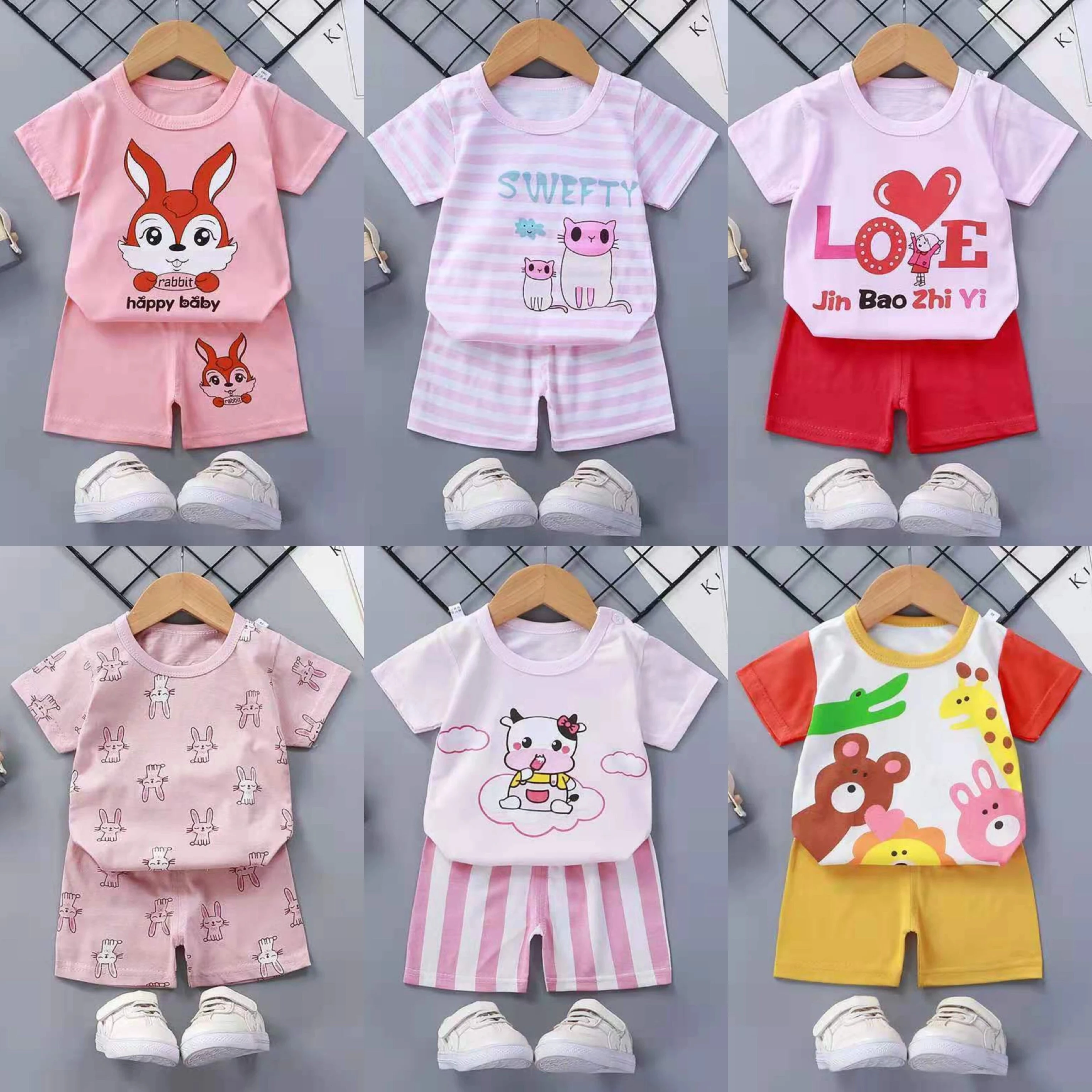 Top Trends: Cotton Kids Clothing Sets 2pcs Summer Clothes For Girls New Baby Boys Short Sleeve T-shirt+ shorts Suit Toddler Kids Outfit Shoppable Styles