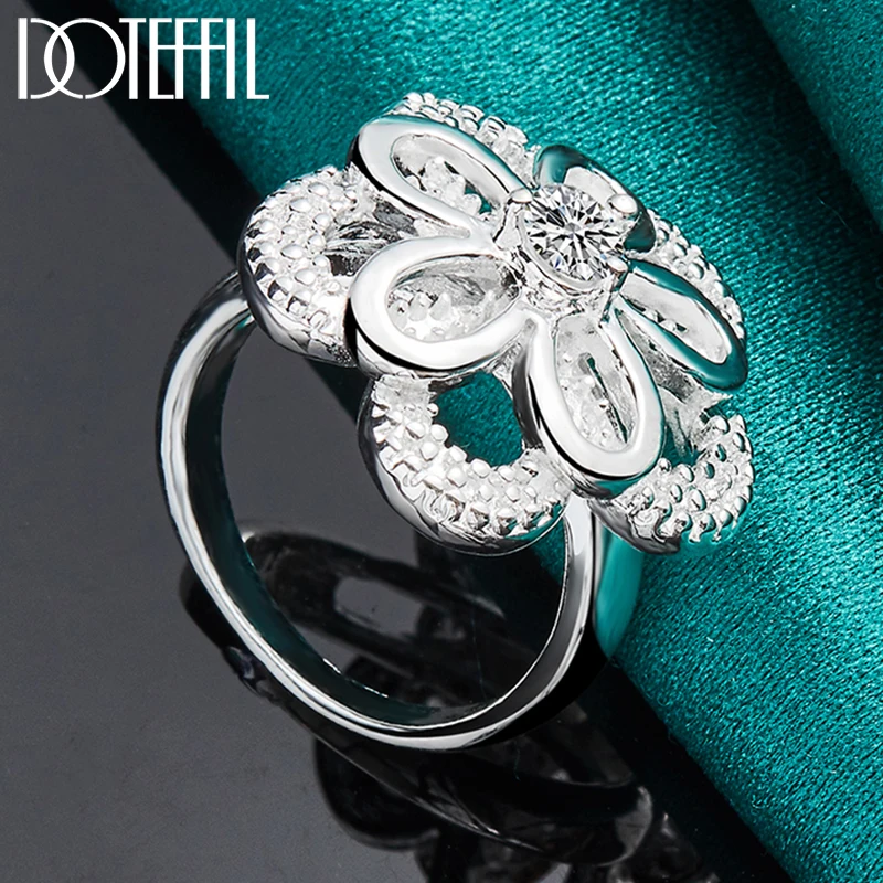 Top Trends: DOTEFFIL 925 Sterling Silver Big Flower AAA Zircon Ring For Women Man Fashion Wedding Engagement Party Charm Jewelry Shoppable Styles - Image 3