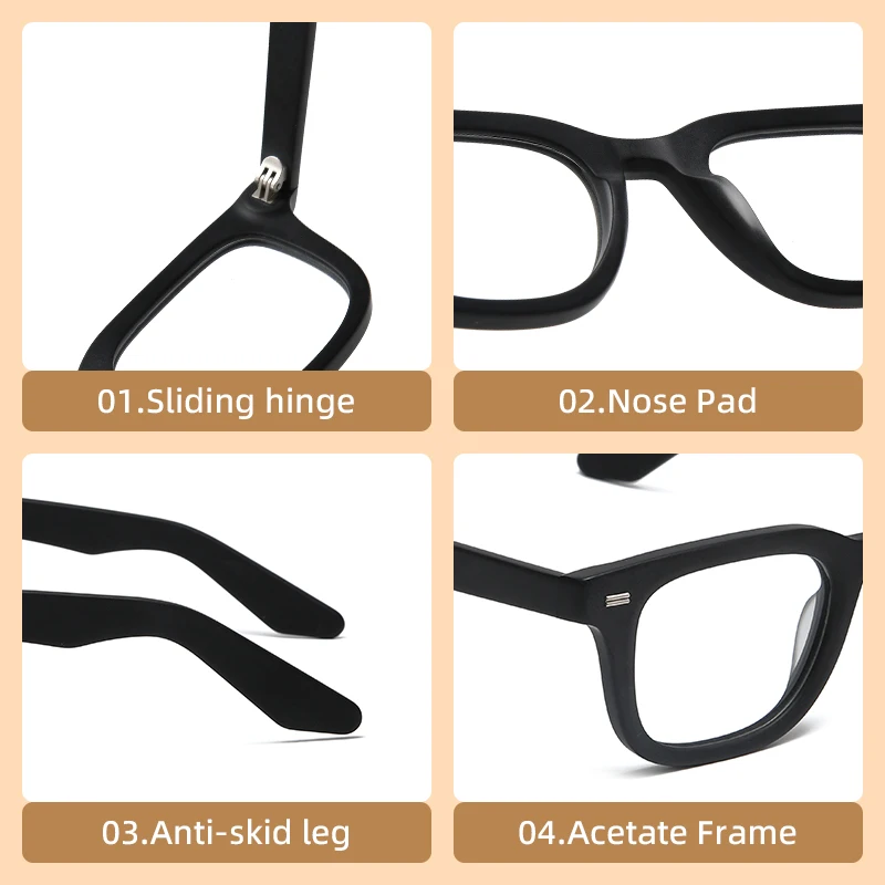 Top Trends: New Acetate Glasses Square Full Frame Eyeglasses Men Women Simple Matte Fashion Spectacles Optical Prescription Eyewear BOA1182 Shoppable Styles - Image 3