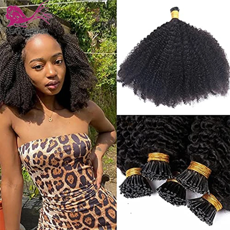 Top Trends: Mongolian Afro Kinky Curly I Tip Hair Extensions 4B 4C I Tips Microlinks Virgin Hair Extensions For Black Women Kinky Bulk Hair Shoppable Styles