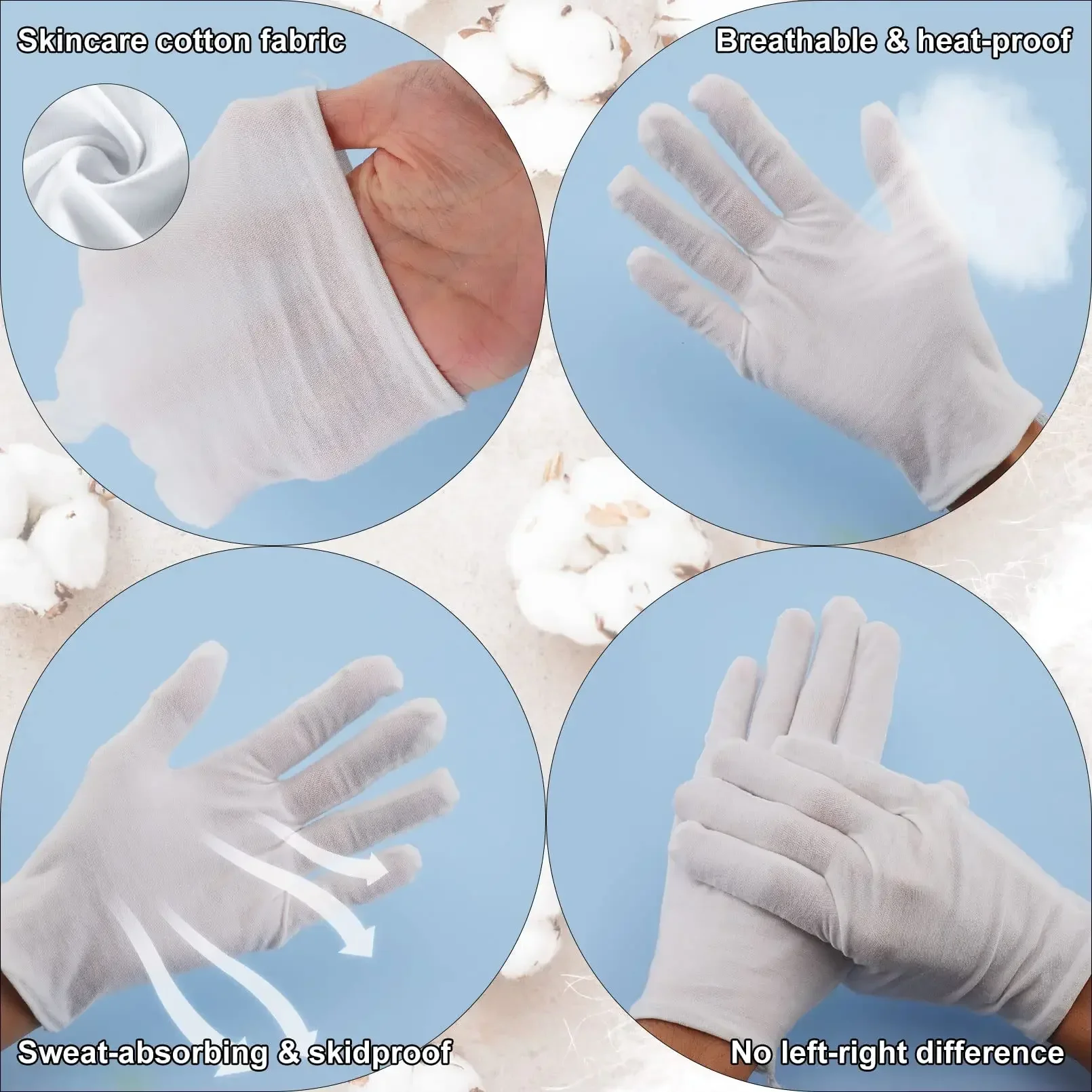 Top Trends: 1-20pairs White Cotton Work Gloves Dry Hands Handling Film SPA Gloves Ceremonial High Stretch Gloves Household Cleaning Tools Shoppable Styles - Image 3