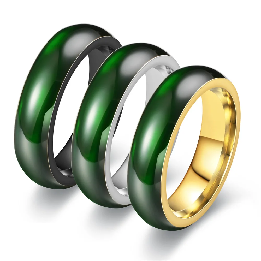 Top Trends: Fashion Vintage Artificial Green Jade Stainless Steel Mens Womens Rings Charm Trendy For Couple Girl Boyfriend Jewelry Gifts Shoppable Styles