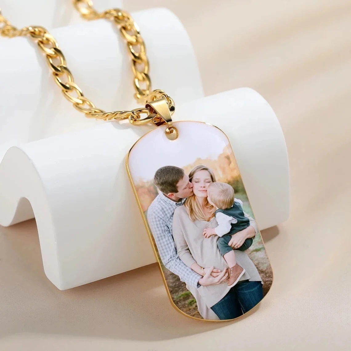 Top Trends: Customized Colorful Photo Necklace Personalized Engraved Pendant 14K Gilded Stainless Steel Pendant Necklace Father&#039;s Day Gifts Shoppable Styles