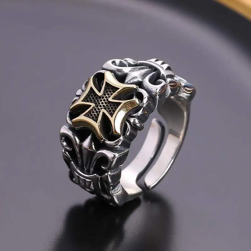 Top Trends: New Punk Large Cross Ring Adjustable Size Fashionable Men's Personalized Design Jewelry Street Retro Goth Trend Accessories Gift Shoppable Styles