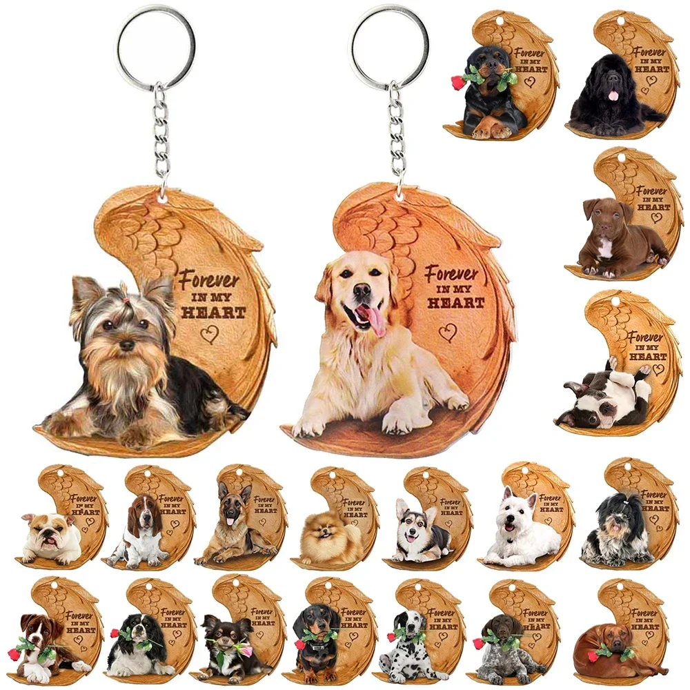 Top Trends: 1 Piece 23 Style Dog Forever In My Heart Angel Pendant Bag Key Chains Car Keychain Keyring Pet Jewelry Gift For Women Girls Shoppable Styles