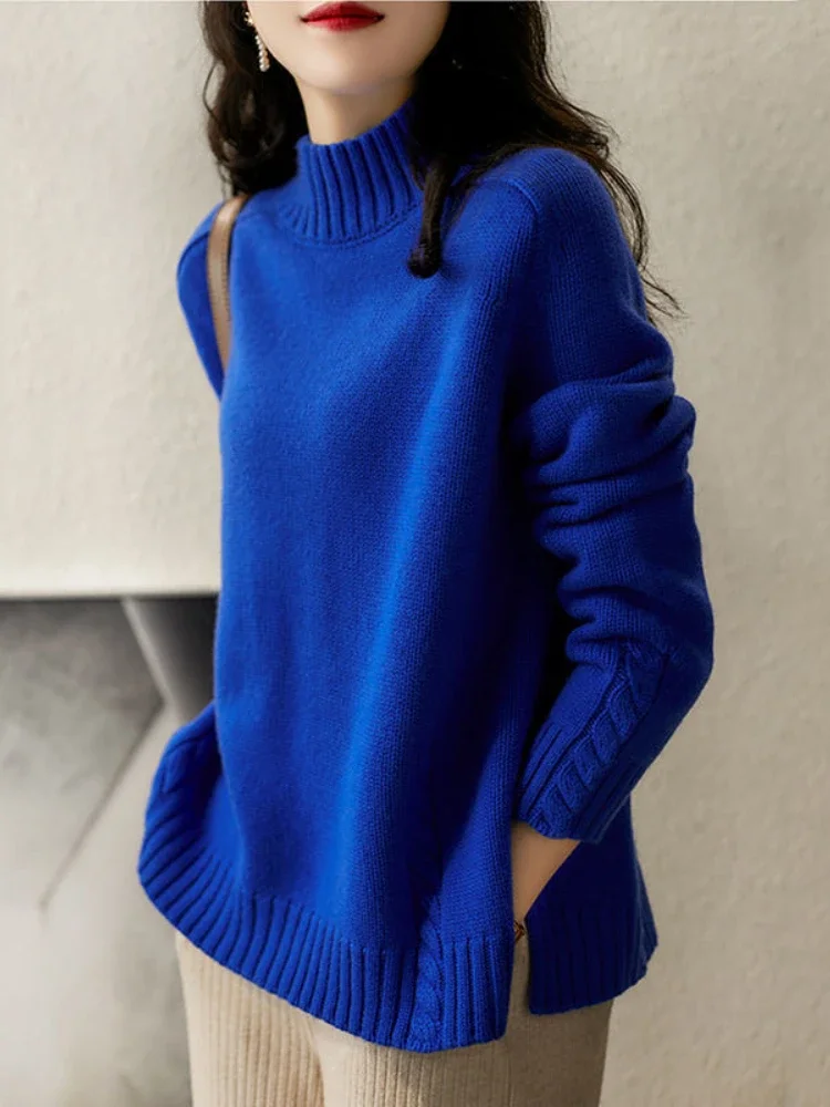 Top Trends: Sweater Woman Winter 2023 Korean Fashion Turtleneck LOOSE Pullovers OverSized Knit Pulls Long Sleeve Top Winter Women&#039;s Jersey Shoppable Styles