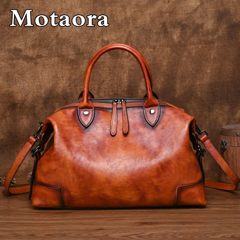 Top Trends: MOTAORA Boston 2024 New Handbag Woman Bags For Women Genuine Leather Travel Handbags Soft Cowhide Large Capacity Shoulder Bags Shoppable Styles