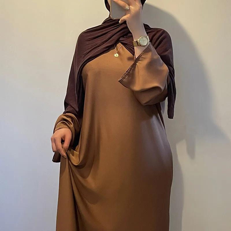 Top Trends: Satin Abaya With Pockets Free Belt Button Solid Color Modest Fashion EID Ramadan Islamic Clothing Basic Muslim Women Dress Shoppable Styles