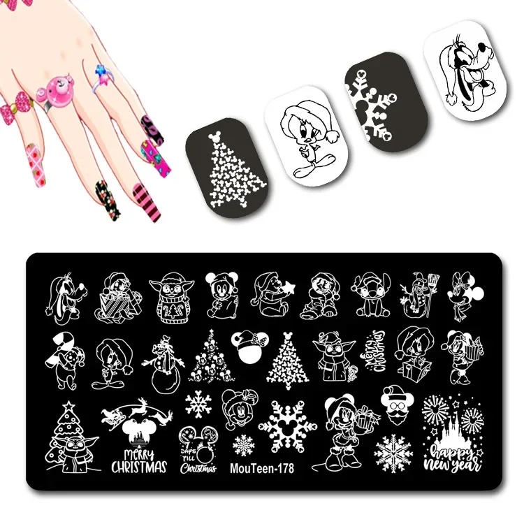 Top Trends: New Disney Christmas Cartoon Head Nail Stamping Plate Mickey Mouse Stamp Plates For Nail Art Decoration #178 Shoppable Styles