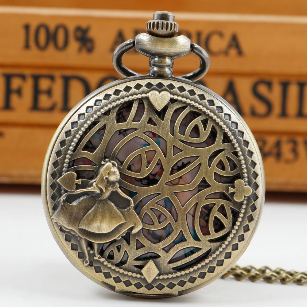 Top Trends: Alice Theme Quartz Pocket Watch Lovely Princess Roman Numerals Display Round Dial Pendant Pocket Watch Shoppable Styles