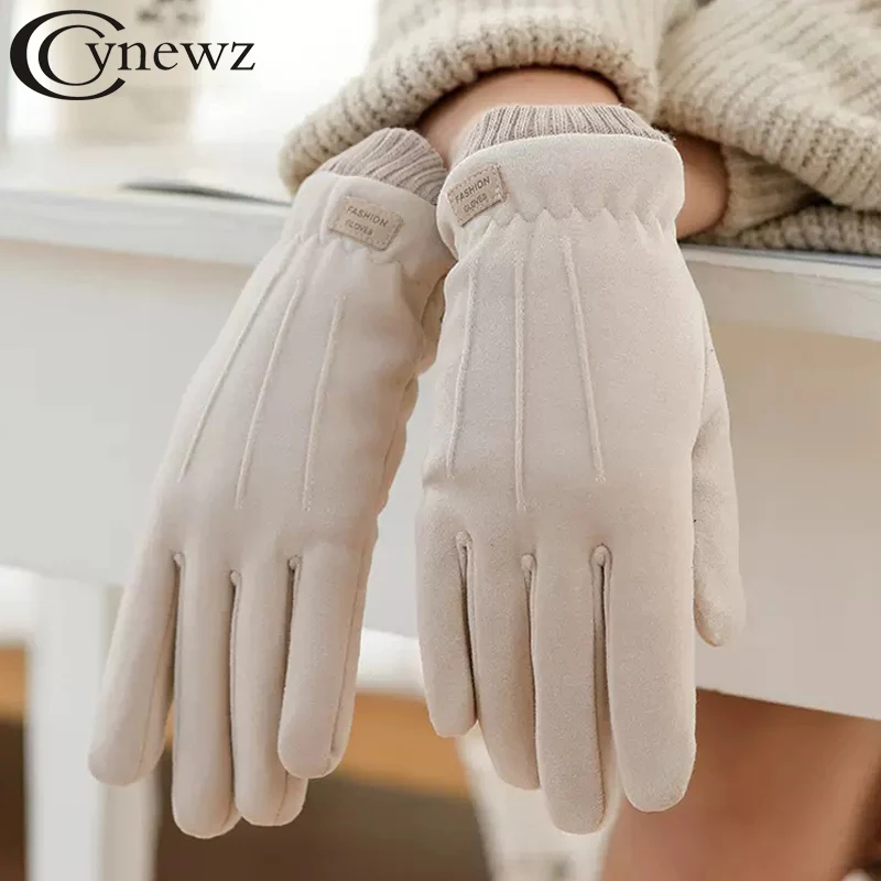 Top Trends: Fashion Winter Women Gloves Touch Screen Warm Thick Velvet Ladies Full Finger Windproof Outdoor Driving Bicycle Female Gloves Shoppable Styles