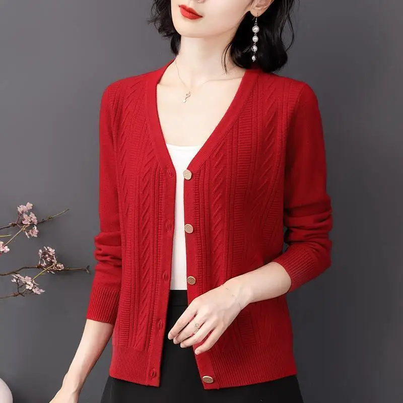 Top Trends: Casual Fashion Solid Color Button Knitted Cardigan Sweaters Women&#039;s Clothing 2022 Autumn New Loose Commute Tops All-match Coat Shoppable Styles