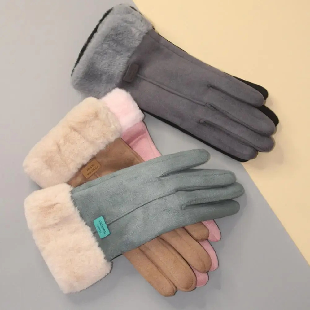 Top Trends: 2023 New Fashion Women Gloves Autumn Winter Cute Furry Warm Mitts Full Finger Mittens Women Outdoor Sport Female Gloves Screen Shoppable Styles