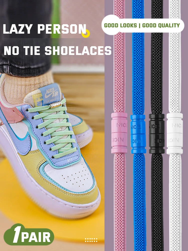 Top Trends: 1Pair Elastic Laces Sneakers Capsule Lock Shoelaces Without Ties Kids Adult No Tie Shoe Laces Flat Rubber Shoelace For Shoes Shoppable Styles