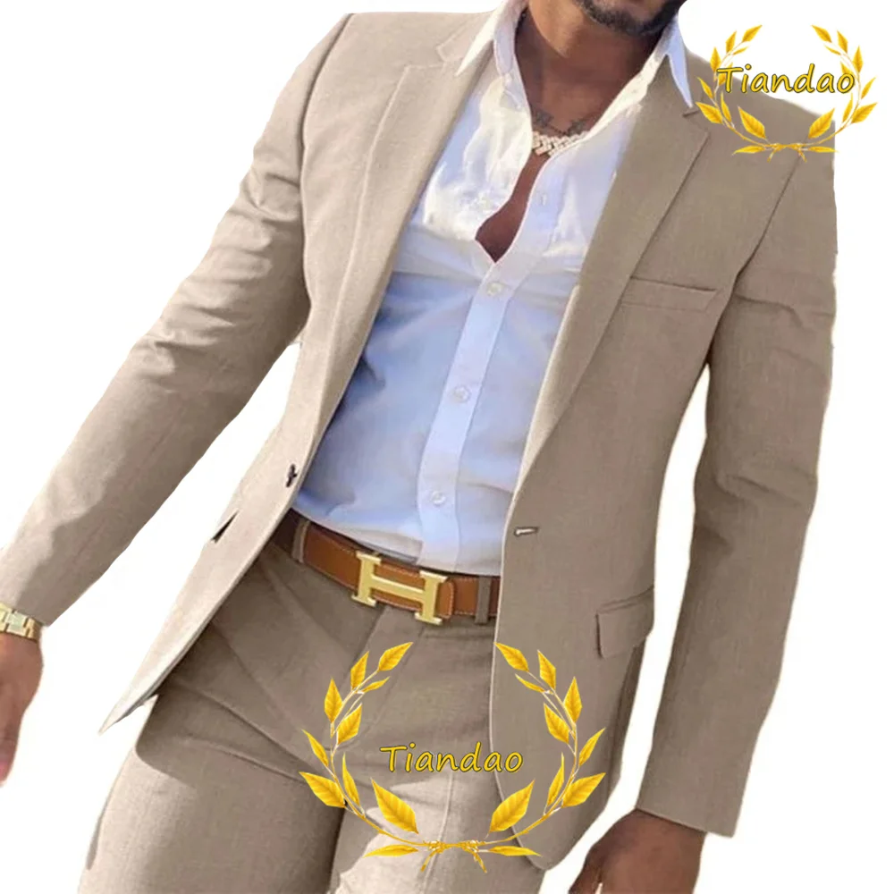 Top Trends: Suit For Men2-Piece Business Jacket Pants Khaki Wedding Best Man Tuxedo Slim Fit Formal Blazer Set Custom Shoppable Styles