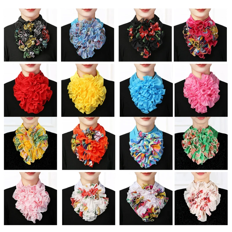 Top Trends: Korean Floral Chiffon Neck Guard False Collar Hedging Scarf Summer Women Ice Silk Protect Cervical Elastic Bib Headneck Shoppable Styles