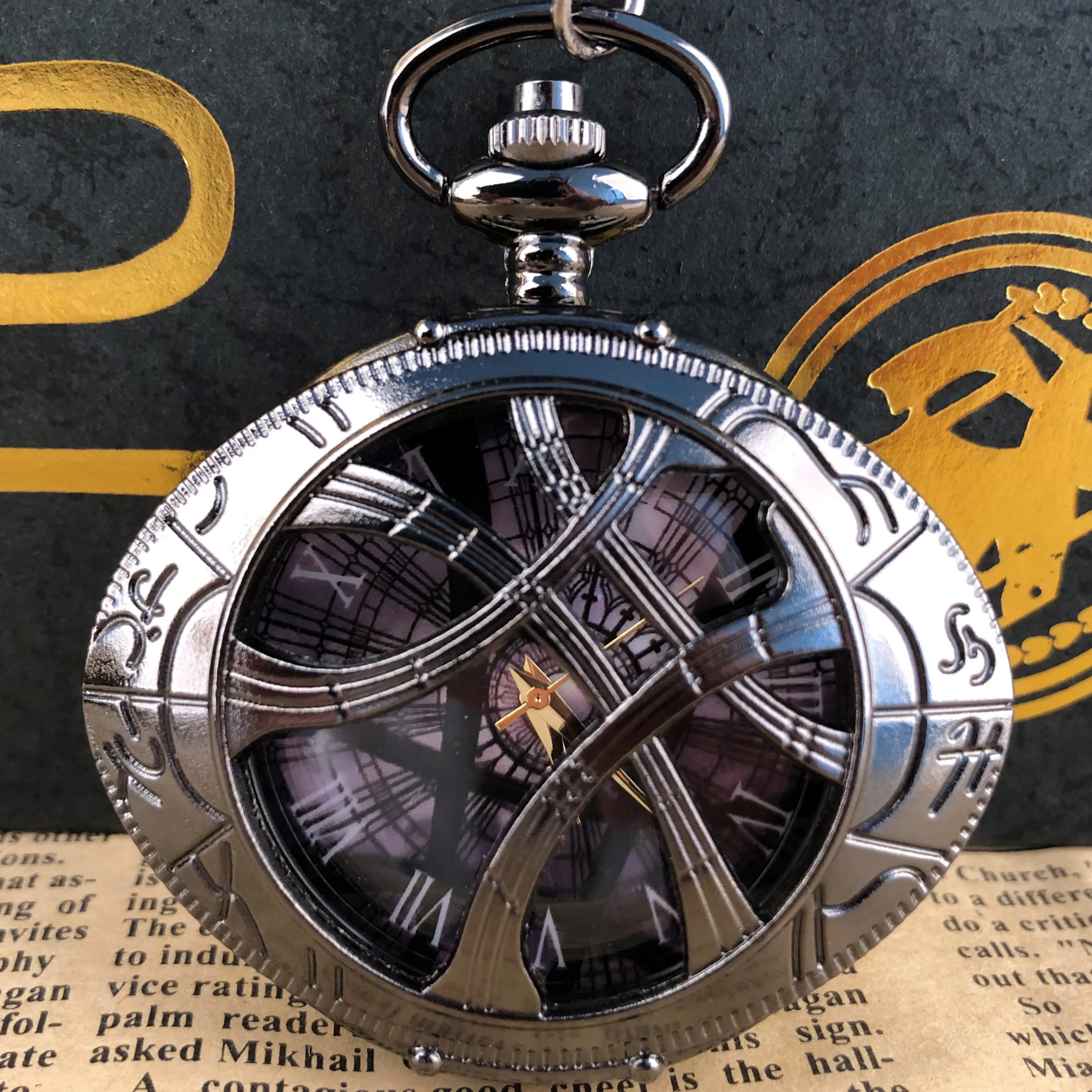 Top Trends: Black Skeleton Quartz Pocket Watch Oval Cover Mesh Dial Roman Numerals Strap Chain Pendant Clock Men Women Student Gift Shoppable Styles