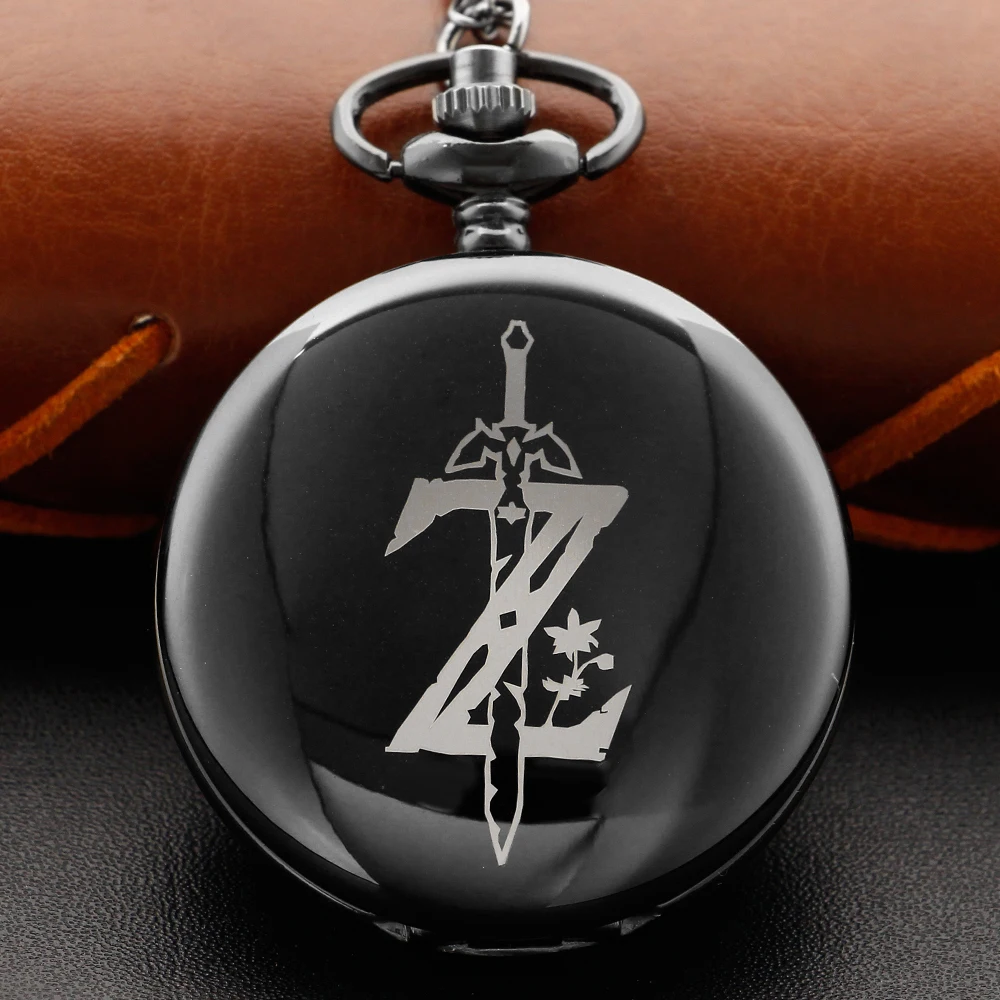 Top Trends: Zelda Stone Swordsman Black Fashion Quartz Pocket Watch With Chain Pendant Necklace Trinkets Best Gift For Festivals Shoppable Styles