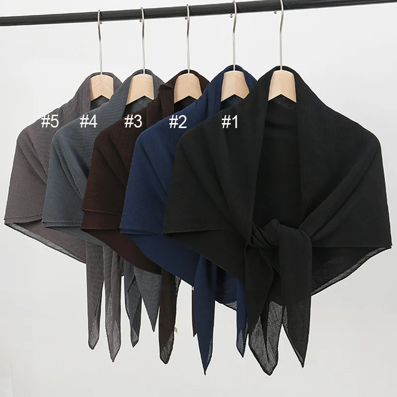 Top Trends: Plain Elastic Wrinkle Square Pleated Instant Scarf High Quality Shawls And Wraps Bubble Chiffon Stole Muslim Hijab 100*100Cm Shoppable Styles