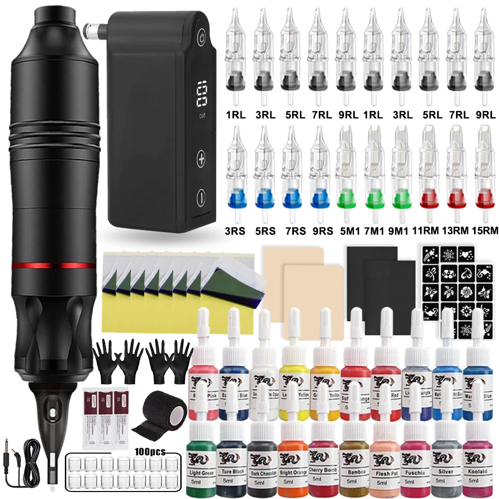 Top Trends: Professional Tattoo Kit Complete DC Rotary Tattoo Machine Pen Set With Wireless Tattoo Power Supply For Makeup Tattoo Beginners Shoppable Styles