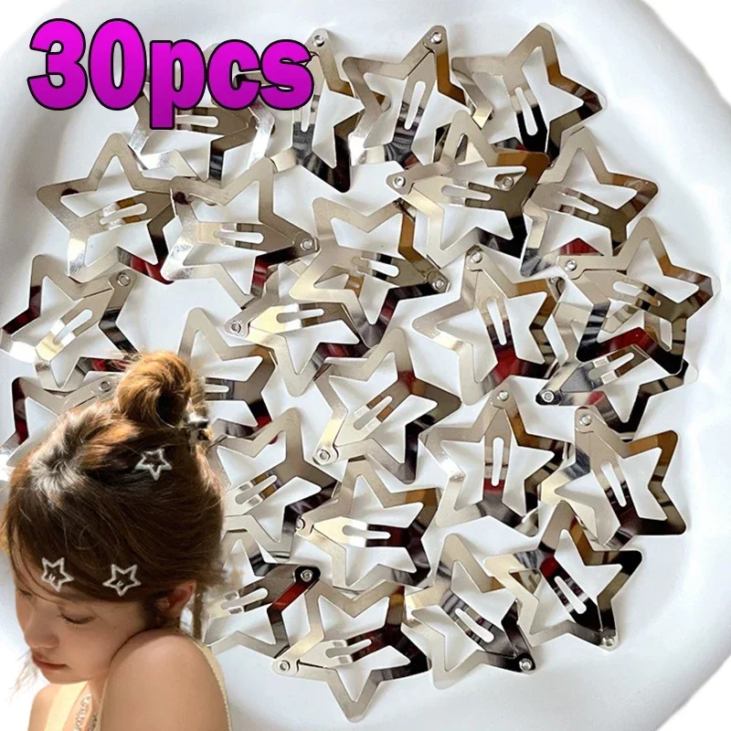 Top Trends: Fashion Silver Star Hairpins For Women Stars Filigree Metal Snap Hair Clips Girls Side Hair Grip Y2K Barrettes Hair Accessories Shoppable Styles