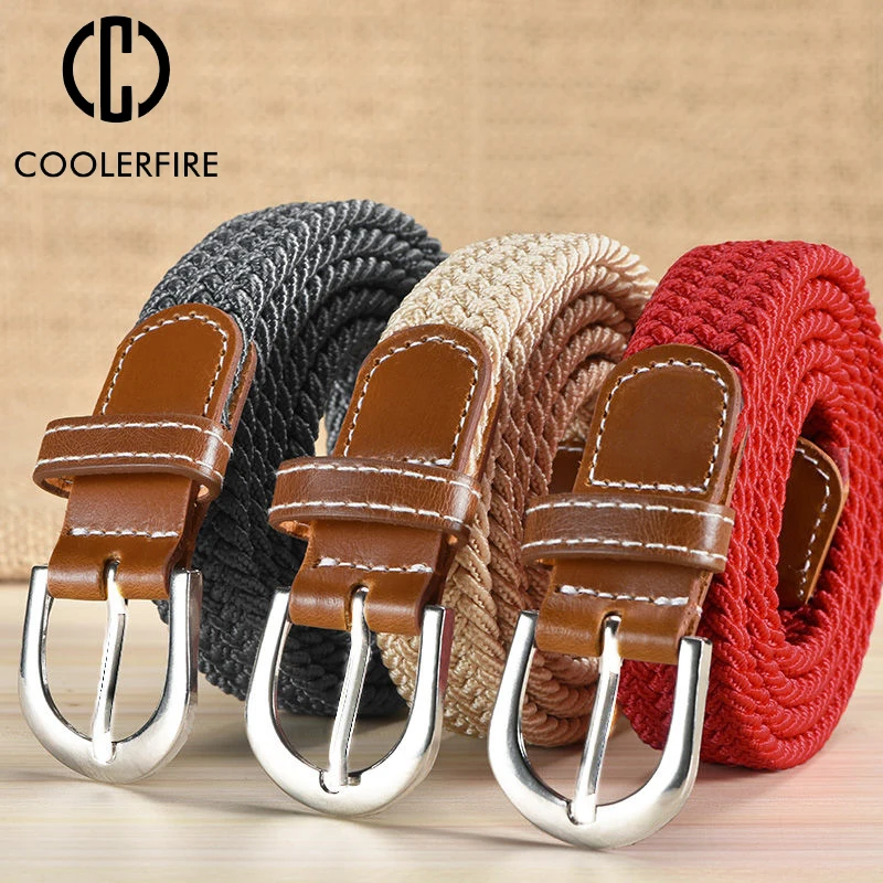 Top Trends: Fashion Women Knitted Canvas Elastic Stretch Belt Fabric Casual Woven Belt For Women Jeans Webbing Tactical Strap Belt AL078 Shoppable Styles