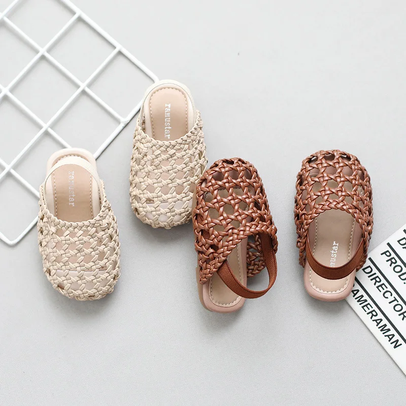 Top Trends: Baby Girls Shoes Braided Sandals For Girls Kids Fashion Hollow Out Leather Shoe Soft Sole Retro Princess Slippers Beach Shoes Shoppable Styles