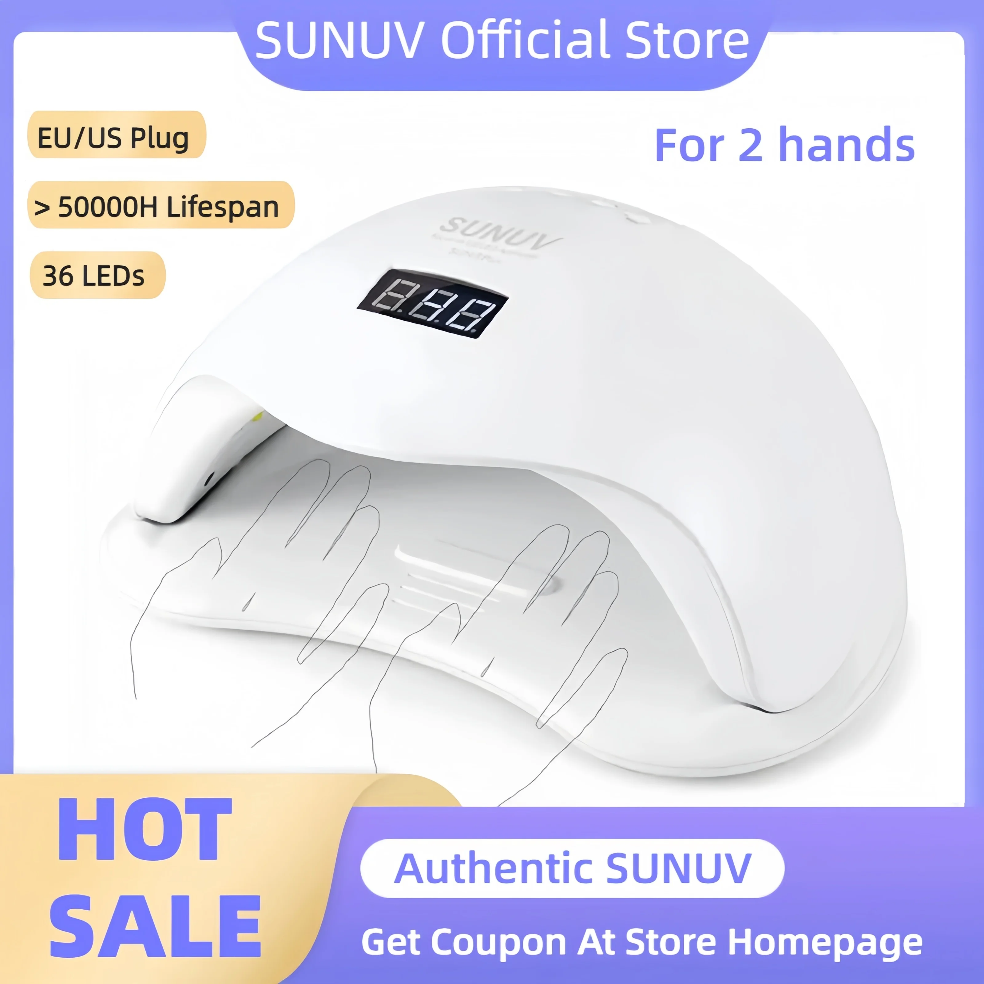 Top Trends: SUNUV SUN5Plus UV Led Lamp 48W Nail Dryer For Curing All Types Gel 99s Low Heat 36 Leds UV Lamp For Two Hands Nail Art Machine Shoppable Styles