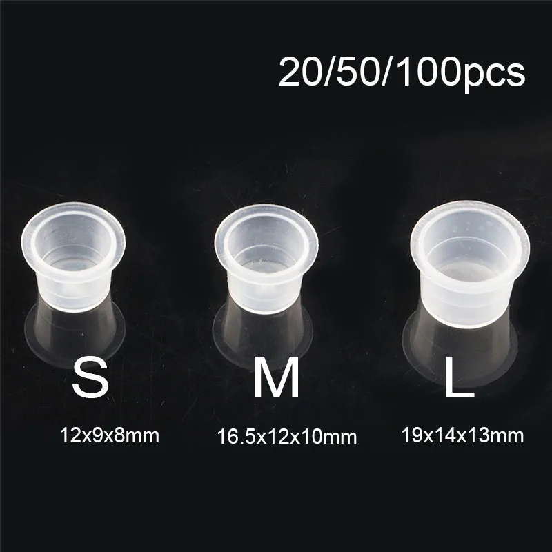 Top Trends: Disposable Tattoo Ink Cup Small&Big Size Silicone Permanent Tattoo Makeup Eyebrow Makeup Pigment Container Caps Large 20 / 50 / 100 Shoppable Styles