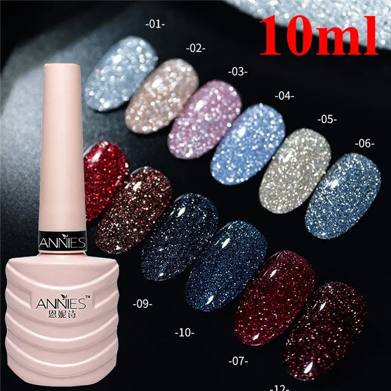 Top Trends: Reflective Glitter Nail Gel Polish 10ml Sparkling Laser Sequins Semi Permanent Soak Off Varnish Aurora LED UV Nail Gel 12 Colors Shoppable Styles