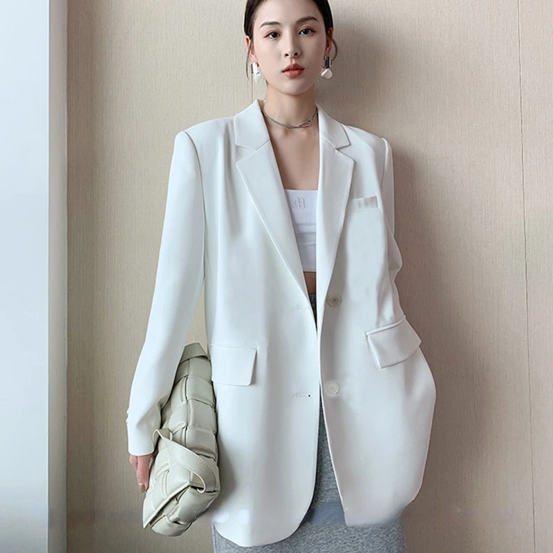 Top Trends: White Suit Jacket Female 2022 New Korean Version Loose Online Celebrity Casual Professional Fashion Small Suit Jacket Shoppable Styles