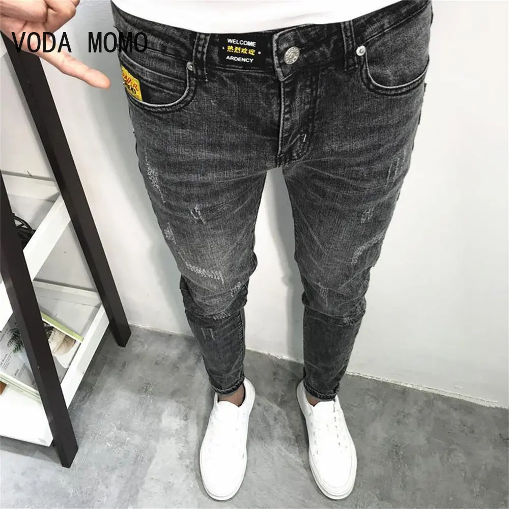 Top Trends: Streetwear Hip Hop Men&#039;s Very Skinny Ripped Stretch Denim Jeans Trousers Slim Fit Black White Dark Blue Light Blue Jeans Shoppable Styles