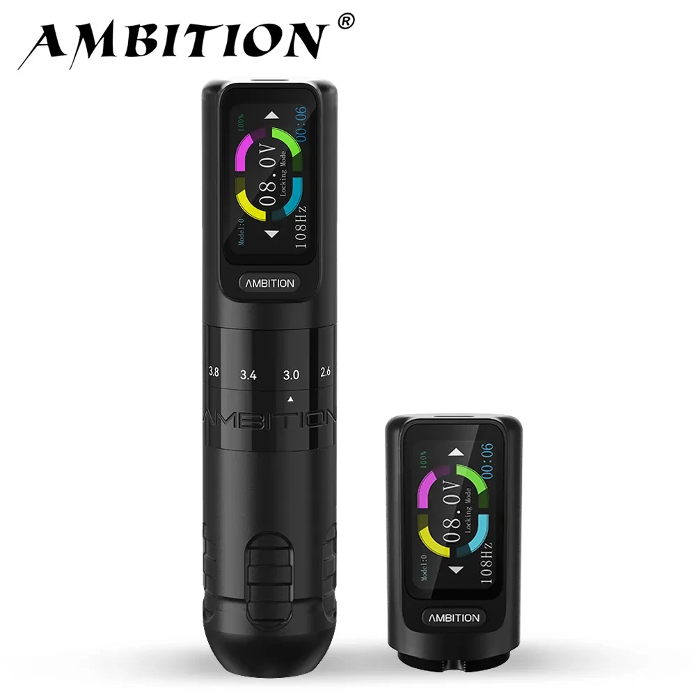 Top Trends: Ambition Seher 2.2-4.2mm Adjustable Stroke Wireless Tattoo Machine Pen 2400mAh Color Touch Screen Battery Strong Coreless Motor Shoppable Styles