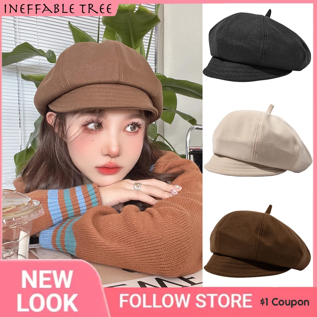 Top Trends: INS Japanese Woolen Spring Winter Women Newsboy Gatsby Cap Octagonal Hats Beret Ivy Visor Ladies British Hat Painter Caps 2022 Shoppable Styles