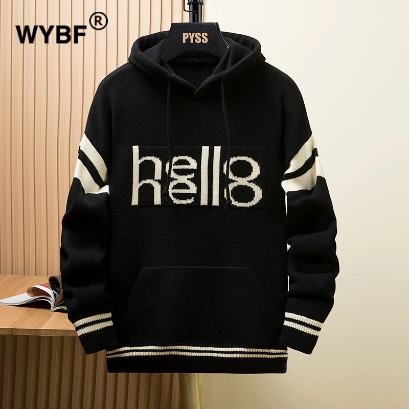 Top Trends: Knitted Sweaters For Men Pullover Clothing Fashion Casual Long Sleeves Hooded Loose Oversize Pullover Hoodie Street Sweatshirt Shoppable Styles