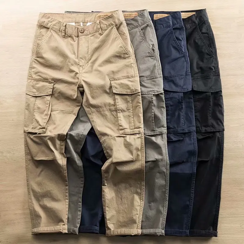 Top Trends: Asia Size Cargo Pants Men's Straight Solid Loose Casual Simple Multiple Male Trousers Summer Wear-resisting Bottoms Shoppable Styles - Image 2