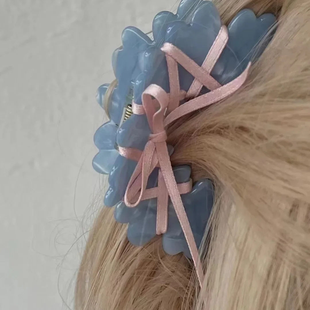 Top Trends: YHJ Acrylic Ballet Style Hair Claw Korean Ribbon Tie Bow Flowers Hair Clips Sweet Girl Wave Grab Clip Hair Accessories For Women Shoppable Styles