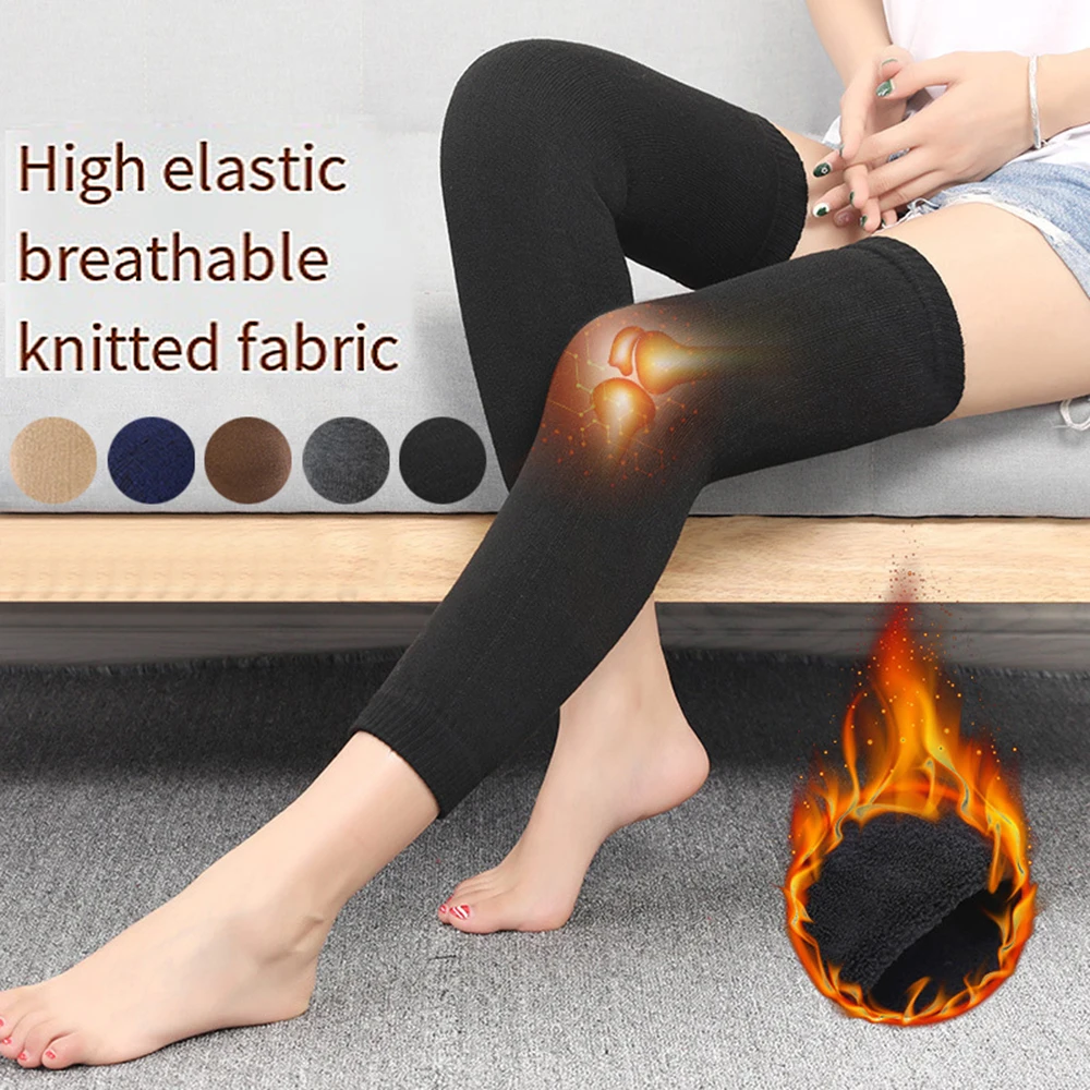 Top Trends: Knee Pads Winter Warm Leg Sleeves Thicken Long Tube Tootmuffs Comfortable Over Knee Leg Warmer Solid Color Leggings Cover Shoppable Styles - Image 2