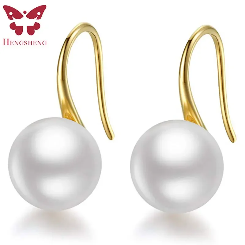 Top Trends: White 8-9mm Cultured Freshwater Pearl Earrings For Women, 925 Sterling Silver Freshwater Cultured Pearl Drop Dangle Hook Earring Shoppable Styles