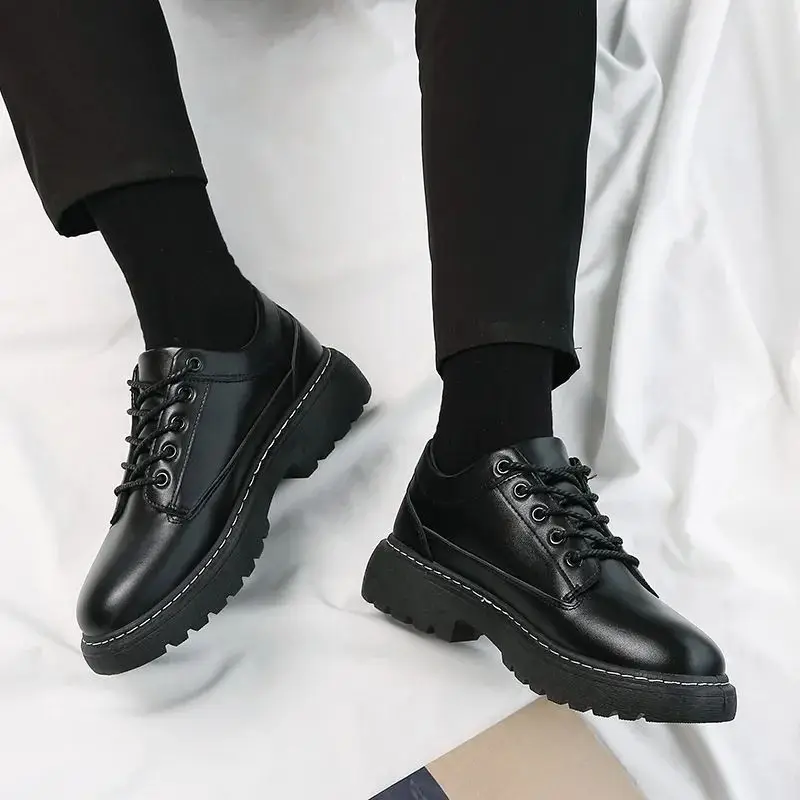 Top Trends: Leather Shoes Men's Autumn New Leather Low Top Martin Boots Fashion Retro Thick Sole Leather Shoes Anti Slip Motorcycle Boots Shoppable Styles