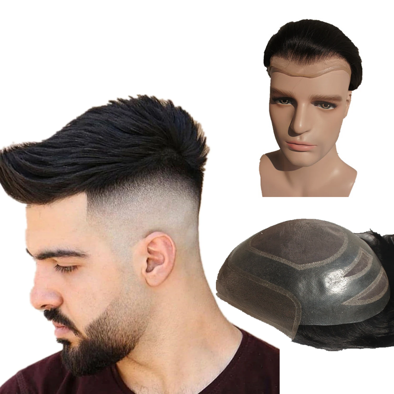 Top Trends: NLW Toupee For Men 100% Human Hair Pieces Hair Prosthesis Hair Replacement System Swiss Lace Front With PU Around Hair Units Shoppable Styles