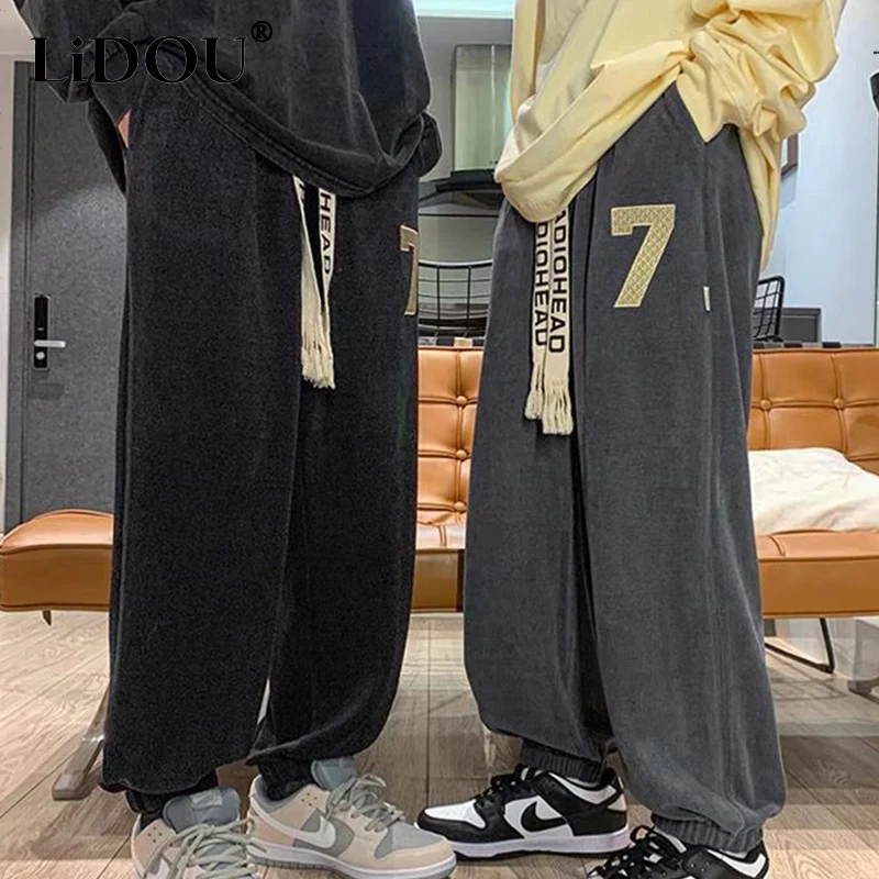 Top Trends: Spring Autumn Solid Straight Loose Trousers Sports Joggers Oversized Baggy Pants Pantalon Homme 4XL Casual Streetwear Sweatpant Shoppable Styles