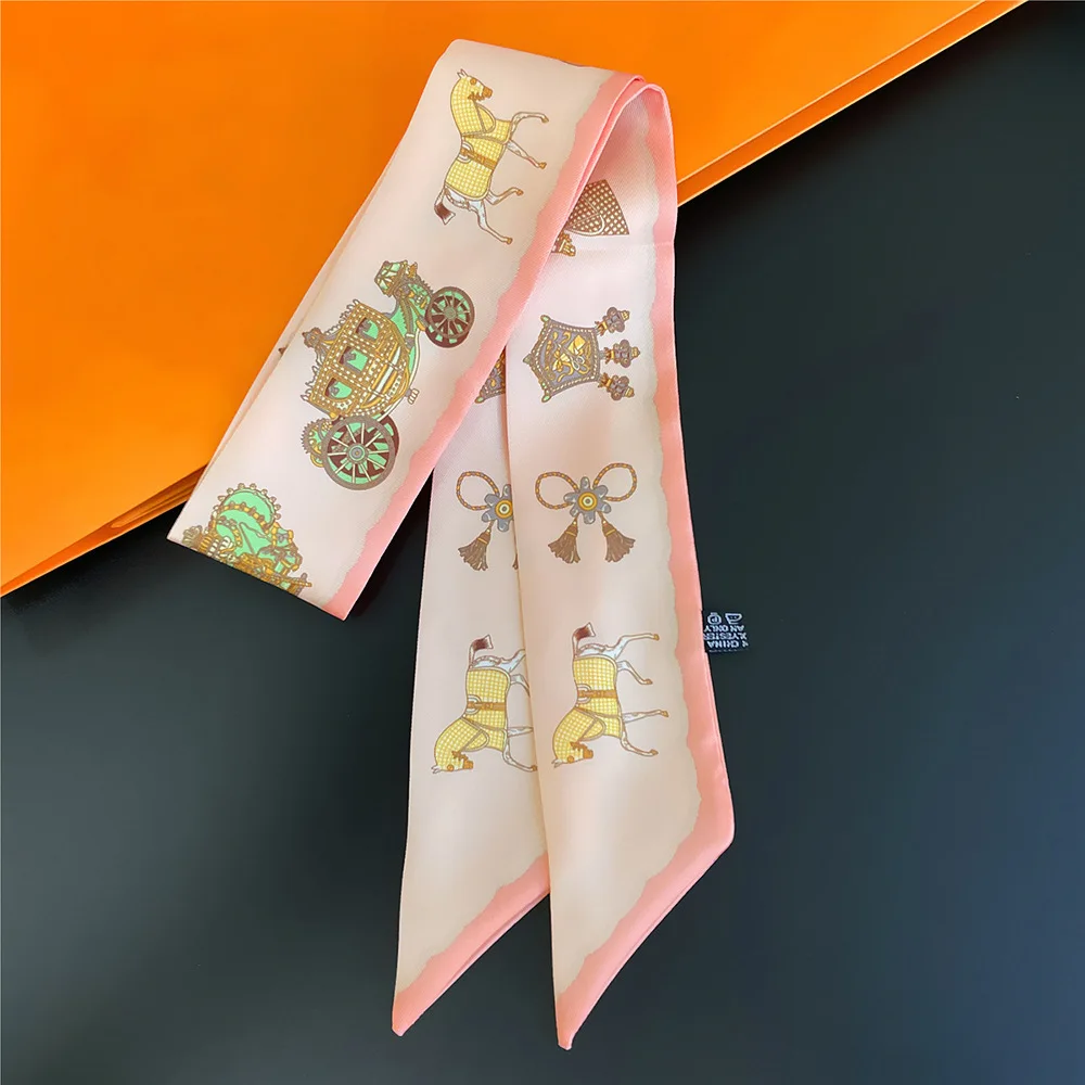 Top Trends: New Design Silk Scarf Women Luxury Horse Print Fashion Hairband Hair Tie Accessory Bag Neckerchief Foulard Women's Headscarf Shoppable Styles - Image 6