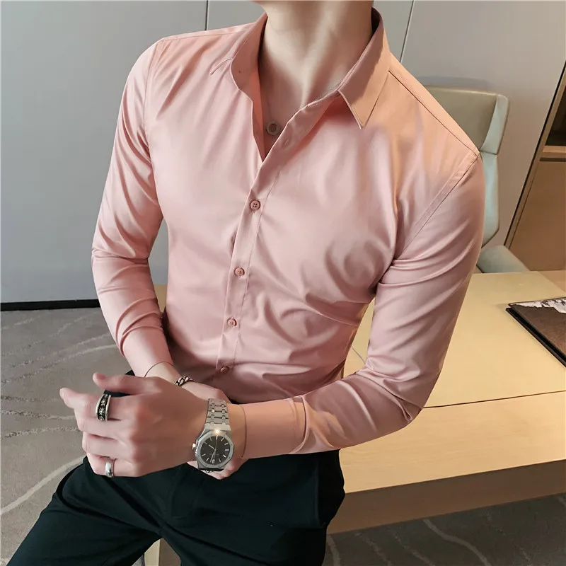 Top Trends: Top Quality Autumn New Solid Long Sleeve Tuxedo Shirt Men Clothing Simple All Match Slim Fit Business Shirts Formal Wear Blouses Shoppable Styles