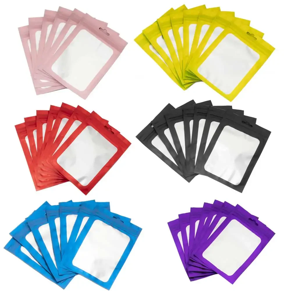 Top Trends: 50pcs Colorful Plastic Bags Self Sealing Reusable Small Little Ziplock Ring Necklace Hang Bags For Jewelry Packaging Gift Pouch Shoppable Styles